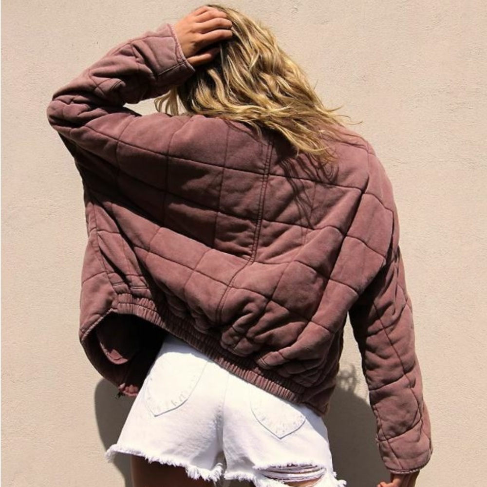 Free People Dolman Quilted Jacket Cherry Cola XS